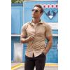 imageCOOFANDY Mens Muscle Fit Dress Shirts WrinkleFree Short Sleeve Casual Button Down ShirtKhaki