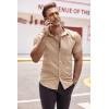 imageCOOFANDY Mens Muscle Fit Dress Shirts WrinkleFree Short Sleeve Casual Button Down ShirtKhaki