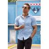 imageCOOFANDY Mens Muscle Fit Dress Shirts WrinkleFree Short Sleeve Casual Button Down ShirtLight Blue