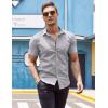 imageCOOFANDY Mens Muscle Fit Dress Shirts WrinkleFree Short Sleeve Casual Button Down ShirtLight Grey