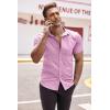 imageCOOFANDY Mens Muscle Fit Dress Shirts WrinkleFree Short Sleeve Casual Button Down ShirtLight Pink