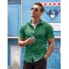 imageCOOFANDY Mens Muscle Fit Dress Shirts WrinkleFree Short Sleeve Casual Button Down ShirtOcean Mist
