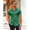 imageCOOFANDY Mens Muscle Fit Dress Shirts WrinkleFree Short Sleeve Casual Button Down ShirtOcean Mist
