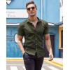 imageCOOFANDY Mens Muscle Fit Dress Shirts WrinkleFree Short Sleeve Casual Button Down ShirtOlive Green