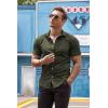 imageCOOFANDY Mens Muscle Fit Dress Shirts WrinkleFree Short Sleeve Casual Button Down ShirtOlive Green