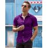 imageCOOFANDY Mens Muscle Fit Dress Shirts WrinkleFree Short Sleeve Casual Button Down ShirtPurple