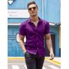 imageCOOFANDY Mens Muscle Fit Dress Shirts WrinkleFree Short Sleeve Casual Button Down ShirtPurple