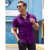 imageCOOFANDY Mens Muscle Fit Dress Shirts WrinkleFree Short Sleeve Casual Button Down ShirtPurple