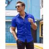 imageCOOFANDY Mens Muscle Fit Dress Shirts WrinkleFree Short Sleeve Casual Button Down ShirtRoyal Blue