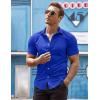imageCOOFANDY Mens Muscle Fit Dress Shirts WrinkleFree Short Sleeve Casual Button Down ShirtRoyal Blue