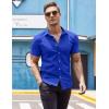 imageCOOFANDY Mens Muscle Fit Dress Shirts WrinkleFree Short Sleeve Casual Button Down ShirtRoyal Blue