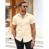imageCOOFANDY Mens Muscle Fit Dress Shirts WrinkleFree Short Sleeve Casual Button Down ShirtStone