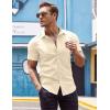 imageCOOFANDY Mens Muscle Fit Dress Shirts WrinkleFree Short Sleeve Casual Button Down ShirtStone