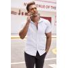 imageCOOFANDY Mens Muscle Fit Dress Shirts WrinkleFree Short Sleeve Casual Button Down ShirtWhite