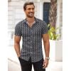 imageCOOFANDY Mens Muscle Fit Dress Shirts WrinkleFree Short Sleeve Casual Button Down ShirtWhite Flowerblack