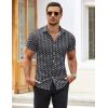 imageCOOFANDY Mens Muscle Fit Dress Shirts WrinkleFree Short Sleeve Casual Button Down ShirtWhite Flowerblack