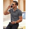 imageCOOFANDY Mens Muscle Fit Dress Shirts WrinkleFree Short Sleeve Casual Button Down ShirtWhite Flowerblack