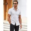 imageCOOFANDY Mens Muscle Fit Dress Shirts WrinkleFree Short Sleeve Casual Button Down ShirtWhiteprint