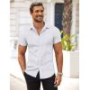 imageCOOFANDY Mens Muscle Fit Dress Shirts WrinkleFree Short Sleeve Casual Button Down ShirtWhiteprint