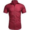 imageCOOFANDY Mens Muscle Fit Dress Shirts WrinkleFree Short Sleeve Casual Button Down ShirtWine Red