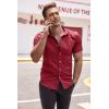 imageCOOFANDY Mens Muscle Fit Dress Shirts WrinkleFree Short Sleeve Casual Button Down ShirtWine Red