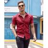 imageCOOFANDY Mens Muscle Fit Dress Shirts WrinkleFree Short Sleeve Casual Button Down ShirtWine Red