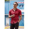 imageCOOFANDY Mens Muscle Fit Dress Shirts WrinkleFree Short Sleeve Casual Button Down ShirtWine Red