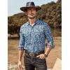 imageCOOFANDY Mens Paisley Printed Shirts Casual Long Sleeve Button Down Shirts Floral Dress Shirt with PocketsBlue