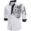 imageCOOFANDY Mens Print Button Down Dress Shirt Fashion Long Sleeve Casual Shirts02white Tiger
