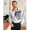 imageCOOFANDY Mens Print Button Down Dress Shirt Fashion Long Sleeve Casual Shirts02white Tiger