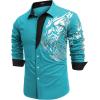 imageCOOFANDY Mens Print Button Down Dress Shirt Fashion Long Sleeve Casual ShirtsAqua Bluetiger