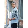imageCOOFANDY Mens Print Button Down Dress Shirt Fashion Long Sleeve Casual ShirtsClear Blue