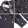 imageCOOFANDY Mens Print Button Down Dress Shirt Fashion Long Sleeve Casual ShirtsDark Grey