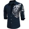 imageCOOFANDY Mens Print Button Down Dress Shirt Fashion Long Sleeve Casual ShirtsDark Navy Tiger