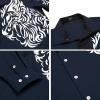 imageCOOFANDY Mens Print Button Down Dress Shirt Fashion Long Sleeve Casual ShirtsDark Navy Tiger