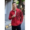imageCOOFANDY Mens Print Button Down Dress Shirt Fashion Long Sleeve Casual ShirtsRed