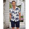 imageCOOFANDY Mens Short Sets 2 Piece Summer Beach Outfits Short Sleeve Shirts and Shorts Sets for MenCoconut Treewhite
