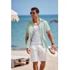 imageCOOFANDY Mens Short Sleeve Button Down Shirt Casual Linen Shirts Summer Beach Vacation Shirt with PocketKhaki