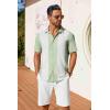 imageCOOFANDY Mens Short Sleeve Button Down Shirt Casual Summer Beach Shirt Waffle Knit Shirts Wrinkle Free Untucked ShirtBlue White