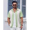 imageCOOFANDY Mens Short Sleeve Button Down Shirt Casual Summer Beach Shirt Waffle Knit Shirts Wrinkle Free Untucked ShirtBlue White