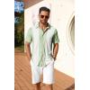 imageCOOFANDY Mens Short Sleeve Button Down Shirt Casual Summer Beach Shirt Waffle Knit Shirts Wrinkle Free Untucked ShirtBlue White