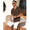 imageCOOFANDY Mens Short Sleeve Button Down Shirt Casual Summer Beach Shirt Waffle Knit Shirts Wrinkle Free Untucked ShirtBrown
