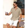 imageCOOFANDY Mens Short Sleeve Button Down Shirt Casual Summer Beach Shirt Waffle Knit Shirts Wrinkle Free Untucked ShirtKhaki