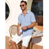 imageCOOFANDY Mens Short Sleeve Button Down Shirt Casual Summer Beach Shirt Waffle Knit Shirts Wrinkle Free Untucked ShirtLight Blue