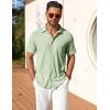 imageCOOFANDY Mens Short Sleeve Button Down Shirt Casual Summer Beach Shirt Waffle Knit Shirts Wrinkle Free Untucked ShirtLight Green