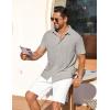 imageCOOFANDY Mens Short Sleeve Button Down Shirt Casual Summer Beach Shirt Waffle Knit Shirts Wrinkle Free Untucked ShirtLight Grey