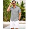 imageCOOFANDY Mens Short Sleeve Button Down Shirt Casual Summer Beach Shirts Vacation Wedding Shirt with PocketAshen Gray