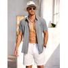 imageCOOFANDY Mens Short Sleeve Button Down Shirt Casual Summer Beach Shirts Vacation Wedding Shirt with PocketAshen Gray