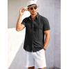 imageCOOFANDY Mens Short Sleeve Button Down Shirt Casual Summer Beach Shirts Vacation Wedding Shirt with PocketBlack