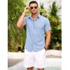 imageCOOFANDY Mens Short Sleeve Button Down Shirt Casual Summer Beach Shirts Vacation Wedding Shirt with PocketBlue